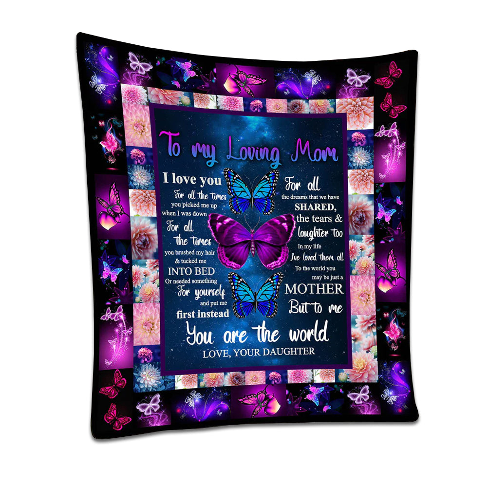 Butterfly To My Mom Flannel Blanket For Cozy Bedroom Sofa Decor