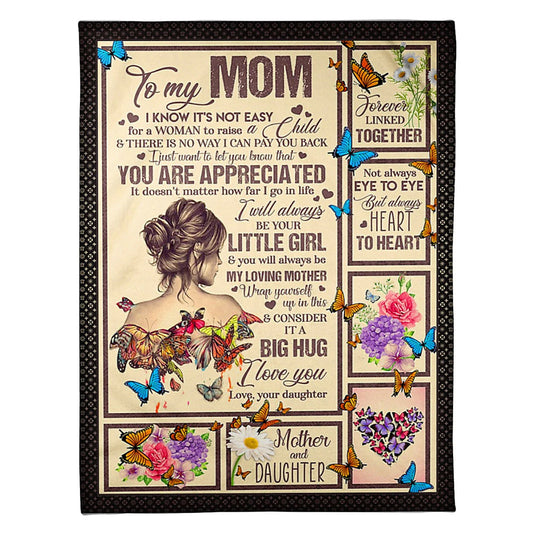 Butterfly To My Mom You Will Always Be My Loving Mom Flannel Blanket For Cozy Bedroom Sofa Decor