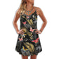 Butterfly Tropical Colorful Lover V-Neck Sleeveless Cami Dress For Tropical Parties And Casual Everyday Style