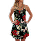 Butterfly Tropical Colorful Lover V-Neck Sleeveless Cami Dress For Tropical Parties And Casual Everyday Style