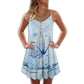 Butterfly Water Effect V-Neck Sleeveless Cami Dress For Garden Parties And Relaxed Summer Wear