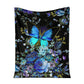 Butterfly With Blue Flowers Flannel Blanket For Cozy Bedroom Sofa Decor