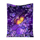 Butterfly With Purple Flowers Flannel Blanket For Cozy Bedroom Sofa Decor