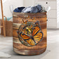 Butterfly Wood Vintage Laundry Basket For Room Home Organizer