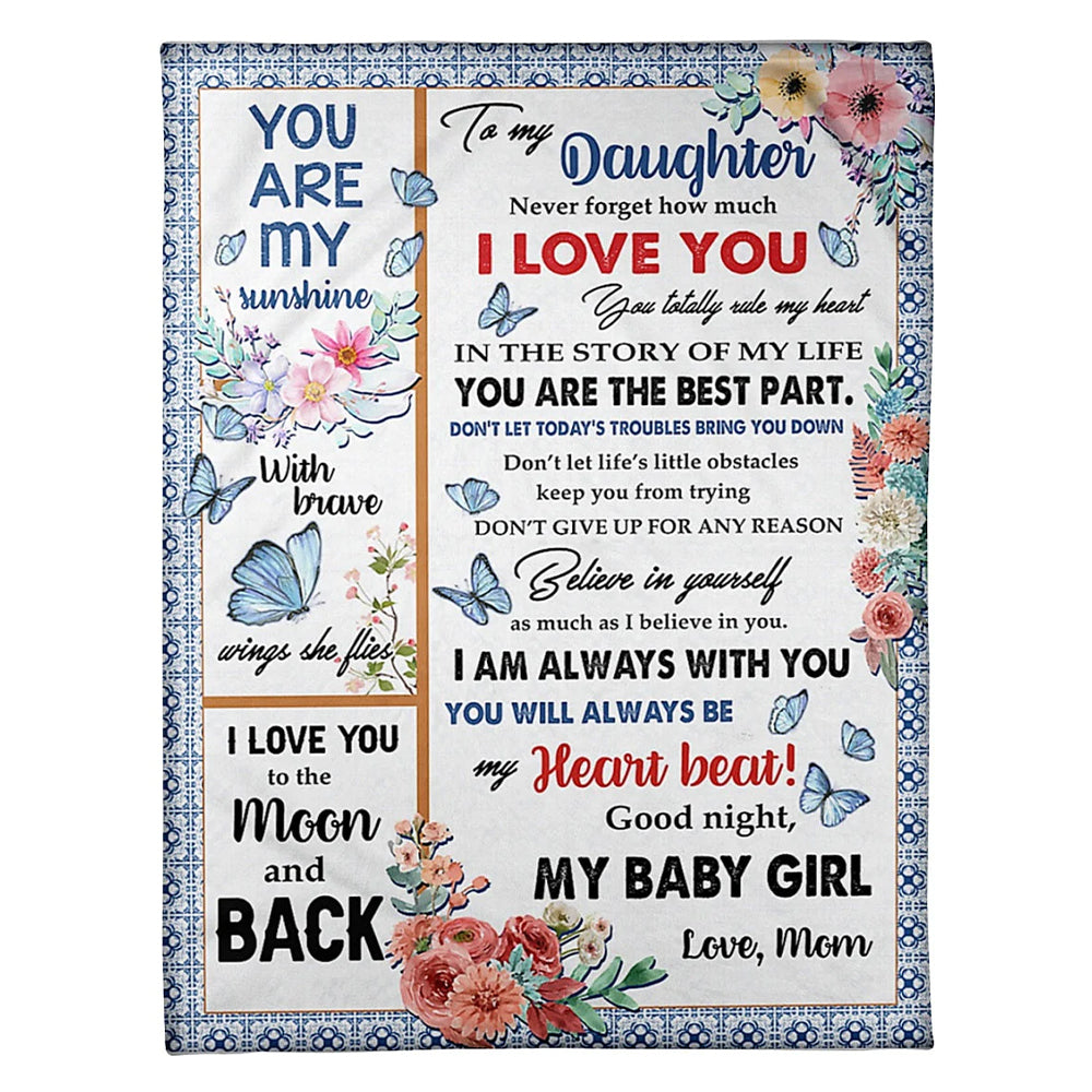 Butterfly You Are My Sunshine Gift Flannel Blanket For Cozy Bedroom Sofa Decor
