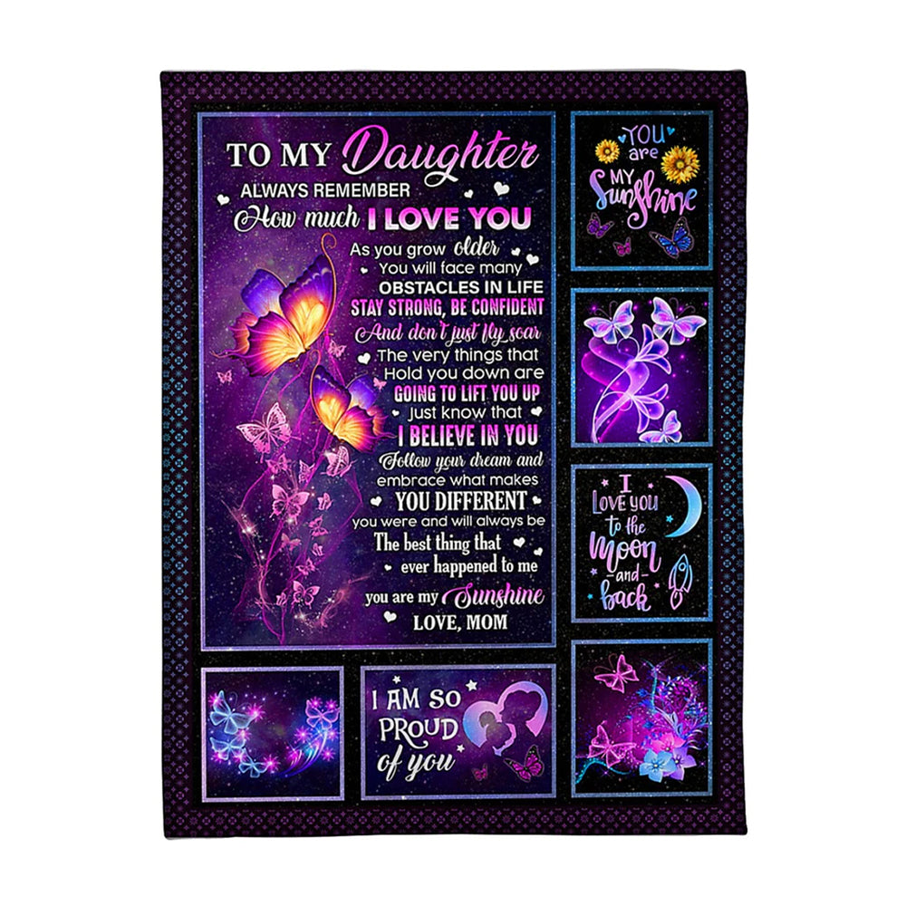 Butterfly You Are My Sunshine Daughter Gift Flannel Blanket For Cozy Bedroom Sofa Decor