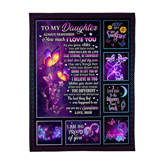 Butterfly You Are My Sunshine Daughter Gift Flannel Blanket For Cozy Bedroom Sofa Decor