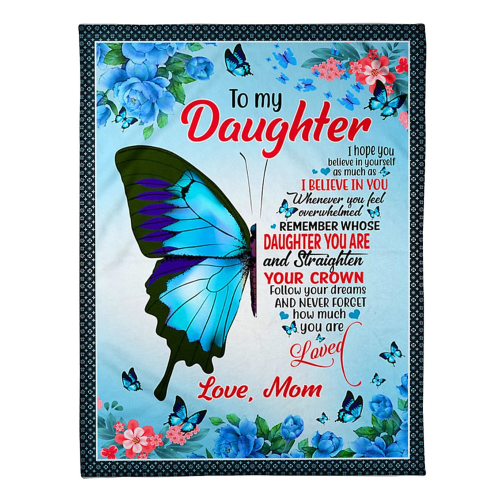 Butterfly You Are My Sunshine Daughter Gift Flannel Blanket For Cozy Bedroom Sofa Decor