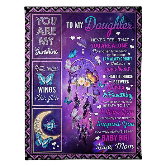 Butterfly You Are My Sunshine Mom To Daughter Flannel Blanket For Cozy Bedroom Sofa Decor