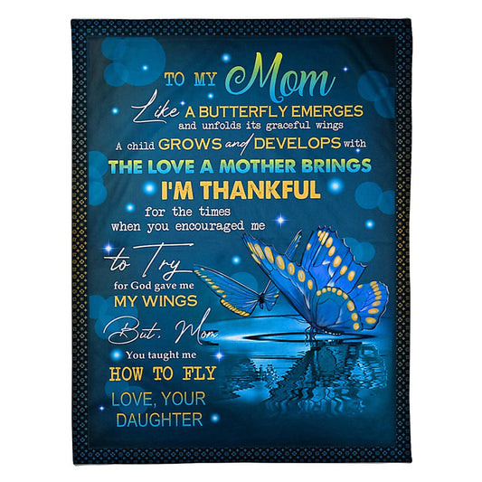 Butterfly You Are The Best Mother Flannel Blanket For Cozy Bedroom Sofa Decor