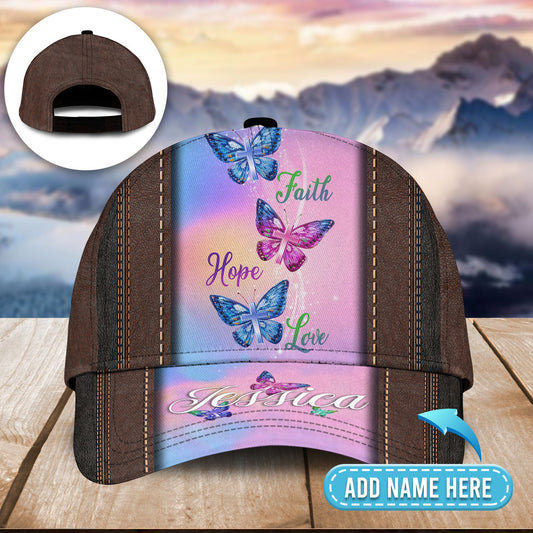 Butterfly Faith Hope Love Pink Style Personalized Classic Cap For Casual Styling Holiday Travel And Weekend Adventures