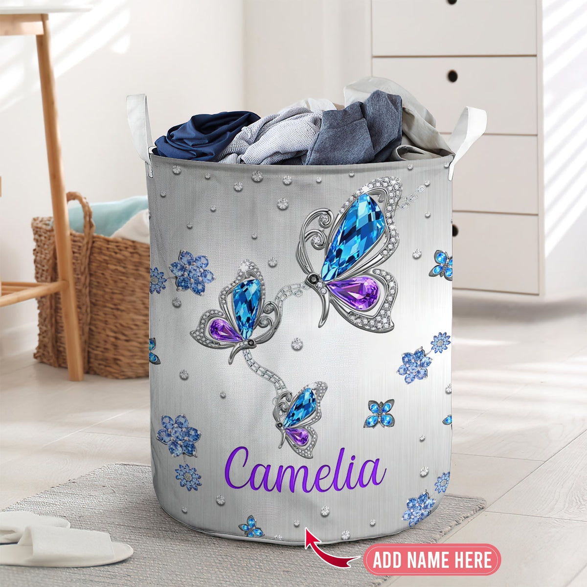 Butterfly Jewelry Style Laundry Basket For Bathroom Bedroom Storage