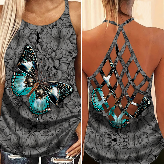 Butterfly Shine Overnight Hollow Tank Top For Fitness Activities And Casual Wear