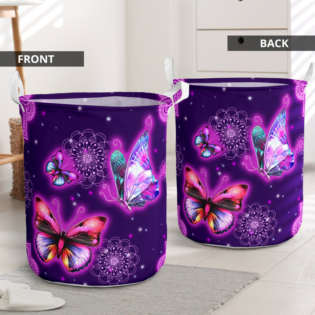 Butterfly Mandala Style Lover Laundry Basket For Nursery Dorm And Home Storage