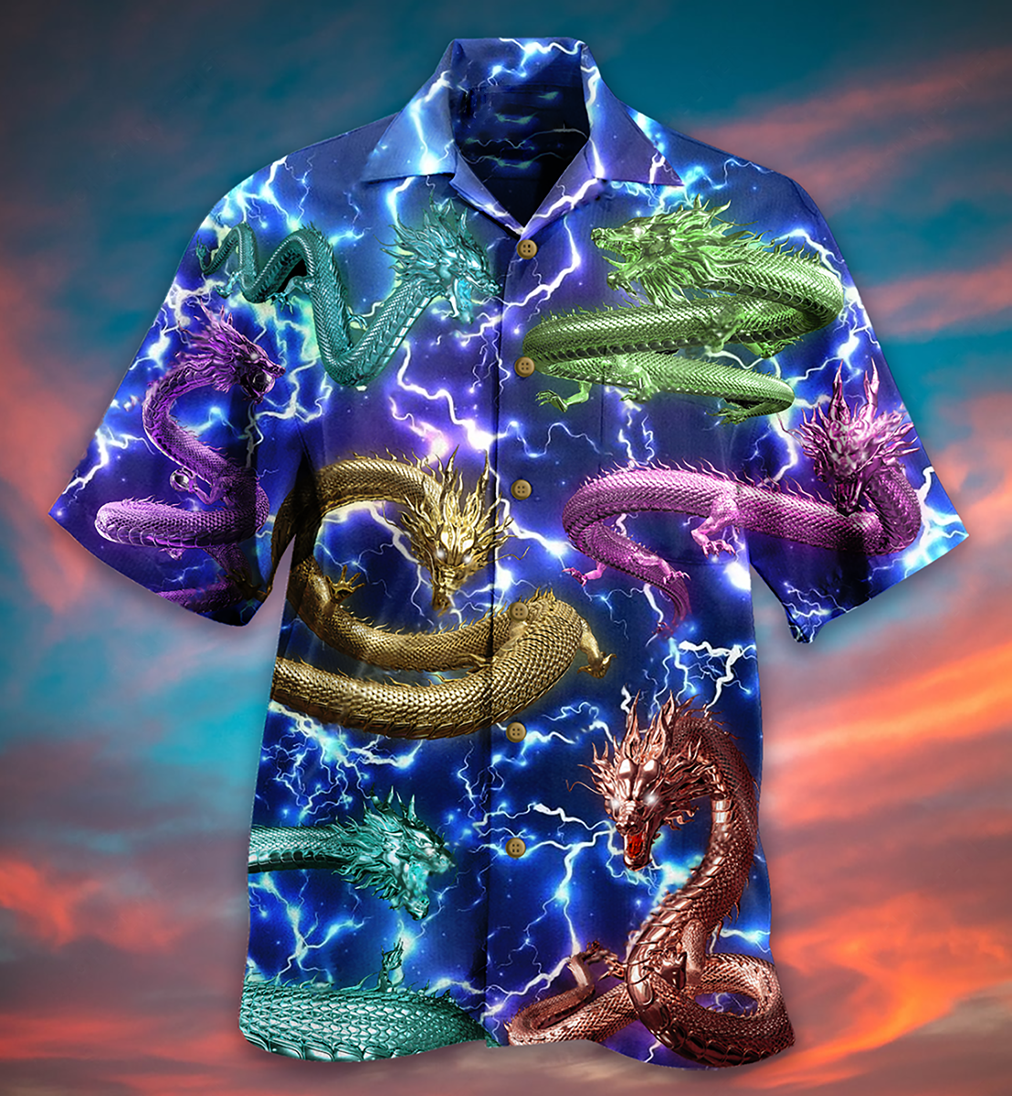 Dragon Amazing Lightning Hawaiian Shirt For Resort Getaways And Comfortable Summer Activities