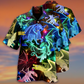 Neon Dragon Hawaiian Shirt Pattern Detail For Summer Holidays And Outdoor Fun
