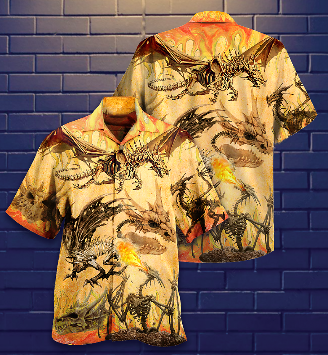 Dragon Skull Fighting Desert Hawaiian Shirt For Summer Vacation And Beach Travel