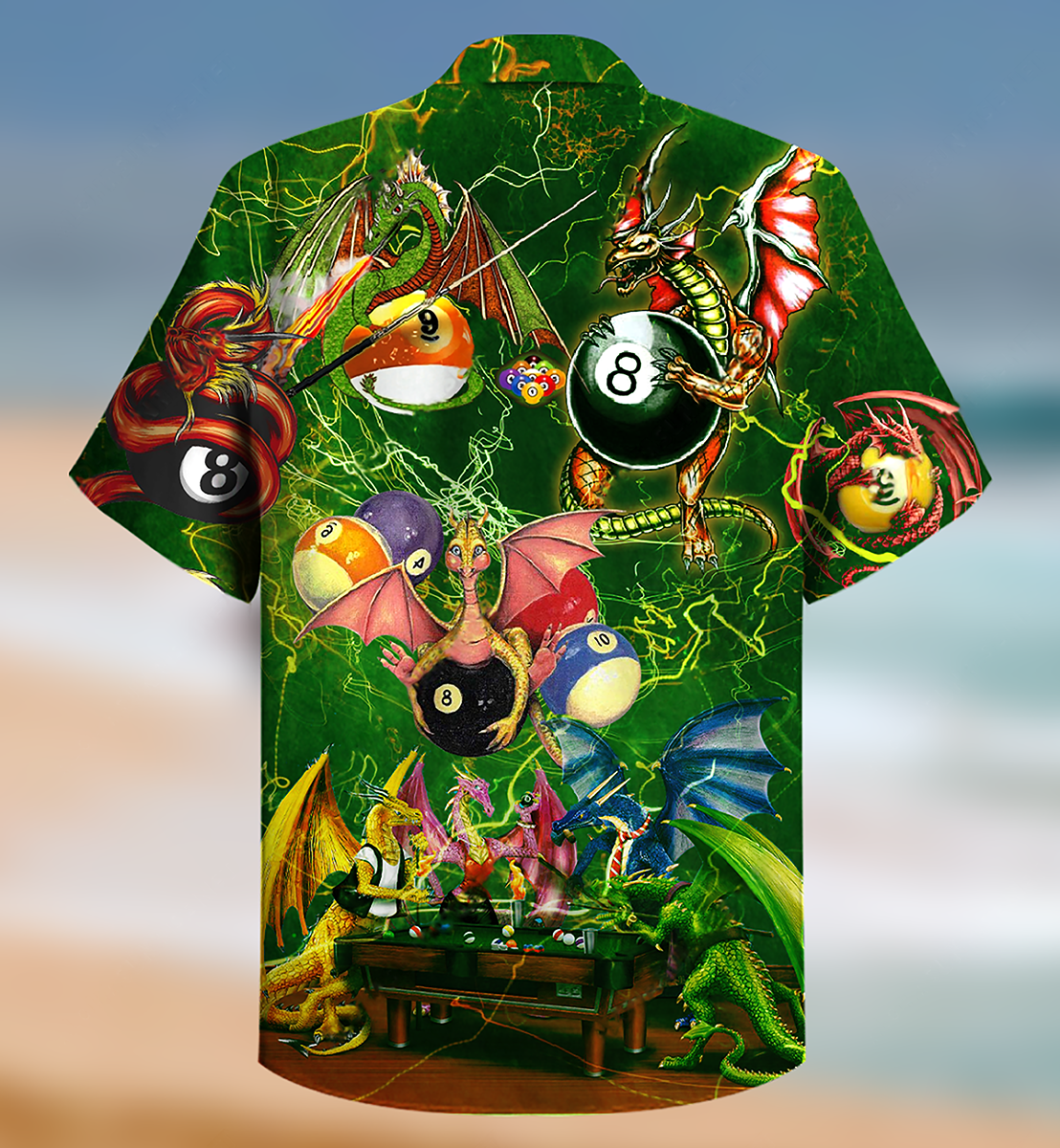 Dragon Billiard Hawaiian Shirt Artwork Detail For Resort Trips And Outdoor Activities