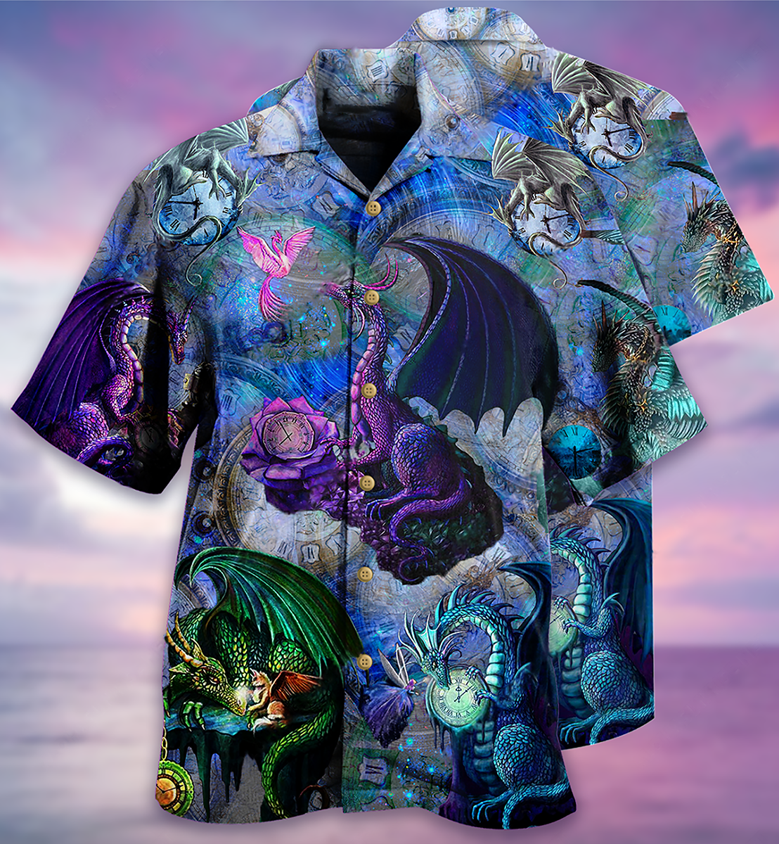 Dragon Timepiece Hawaiian Shirt For Summer Events And Casual Outdoor Wear
