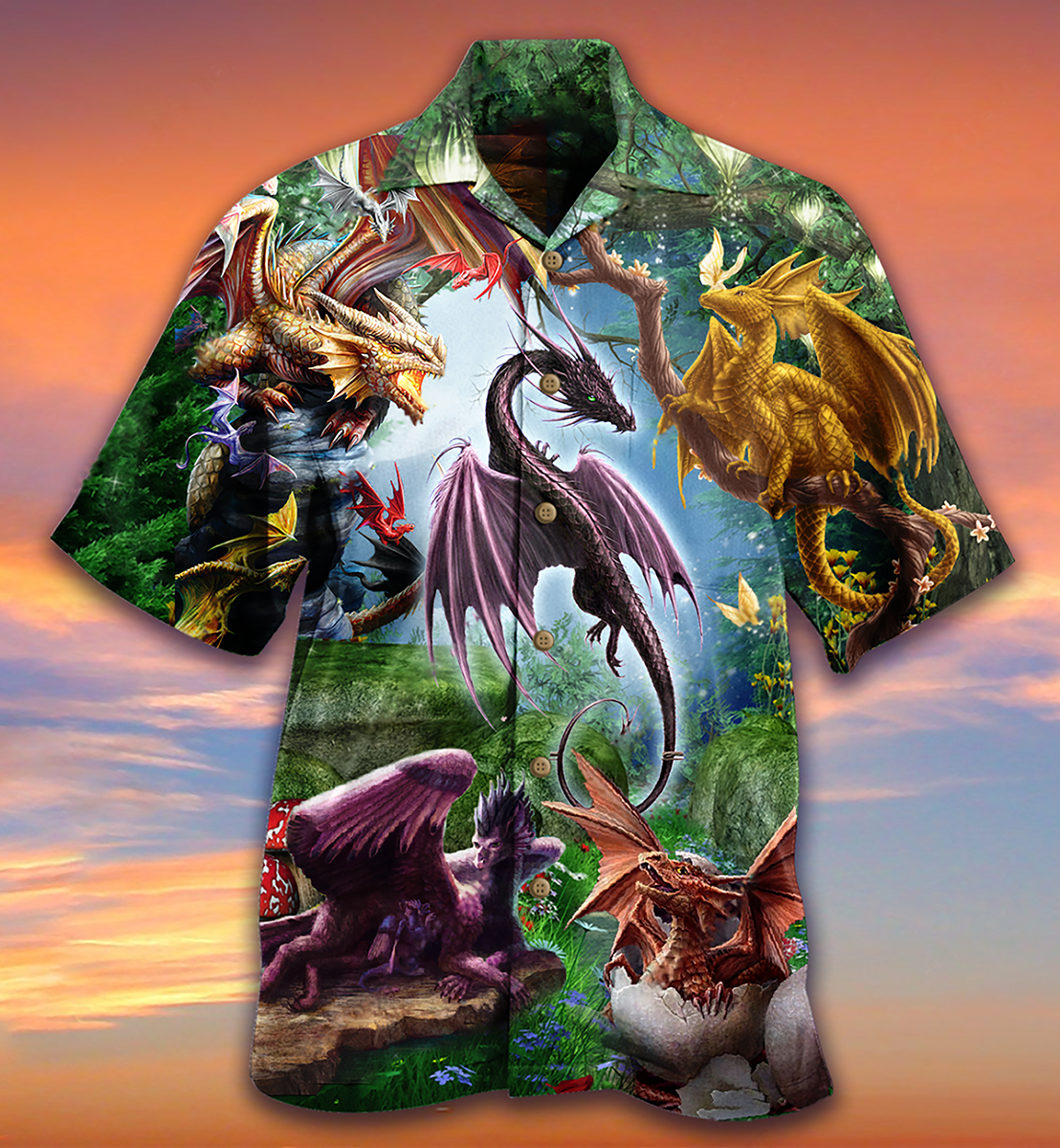Dragon Sky Hawaiian Shirt Design View For Resort Travel And Thoughtful Gifting