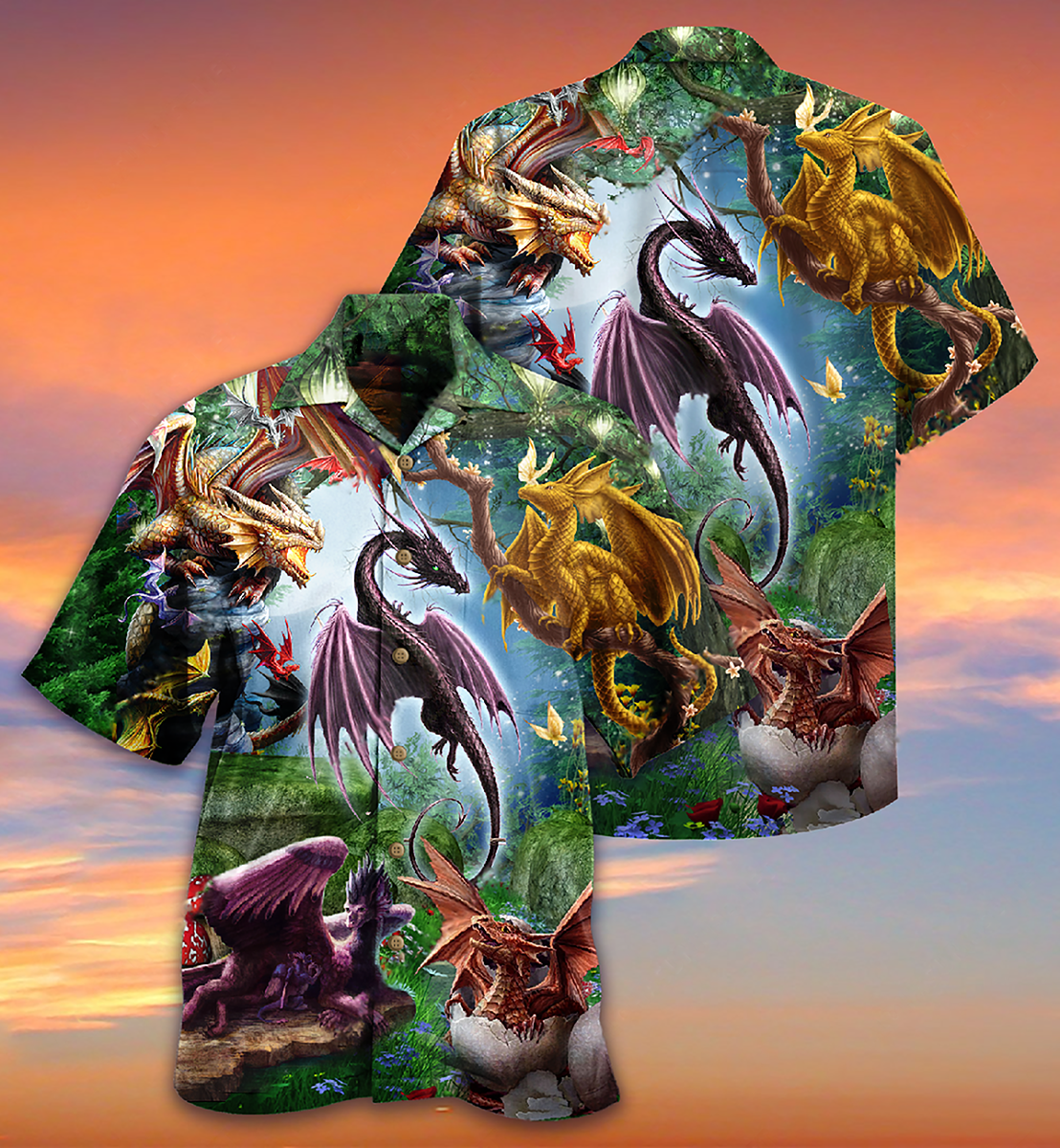 Dragon Sky Hawaiian Shirt For Vacation Days And Relaxed Coastal Outings