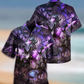 Purple Dragon Skull Hawaiian Shirt Artwork Detail For Resort Trips And Outdoor Activities