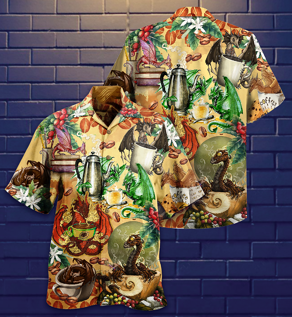 Dragon Coffee Hawaiian Shirt Design View For Resort Travel And Thoughtful Gifting