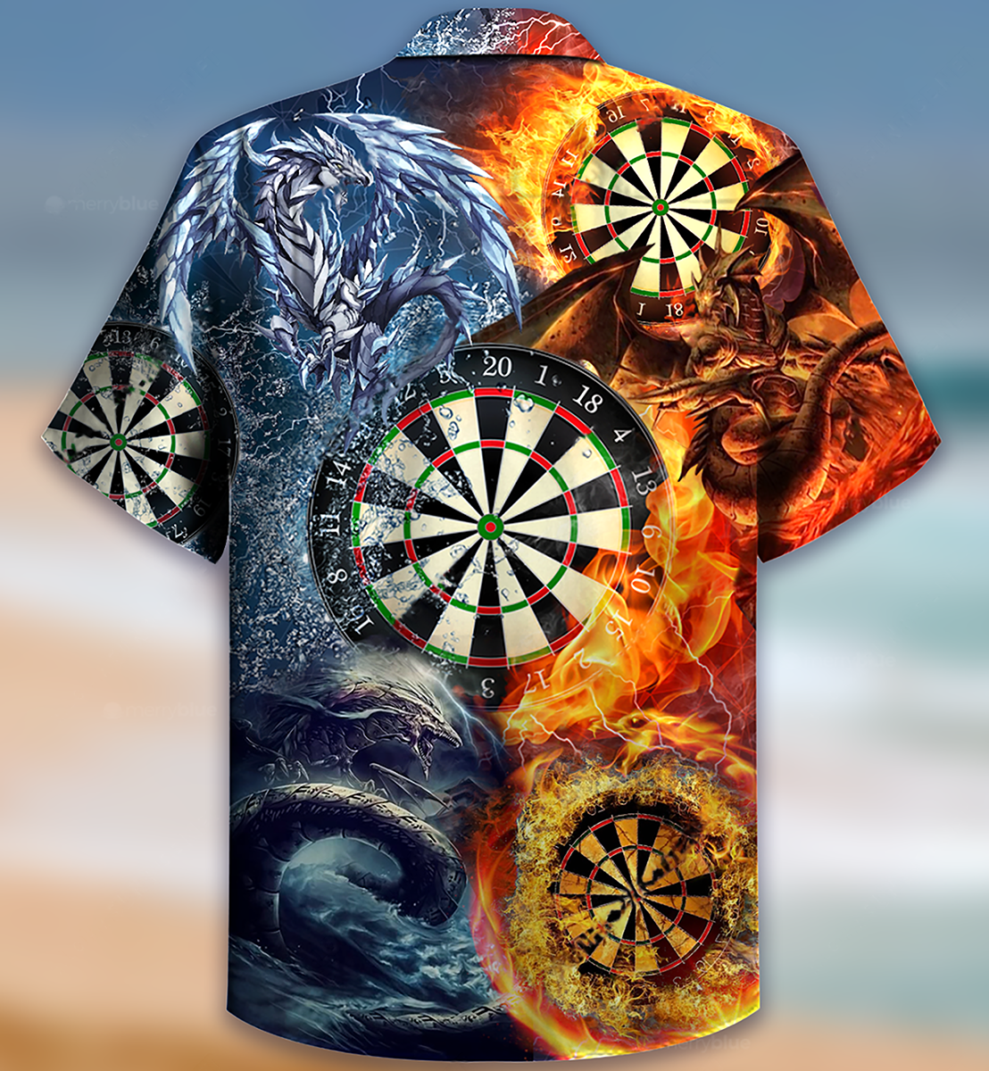 Vintage Darts Dragon Lifestyle Hawaiian Shirt Pattern Detail For Vacation Travel And Daily Wear