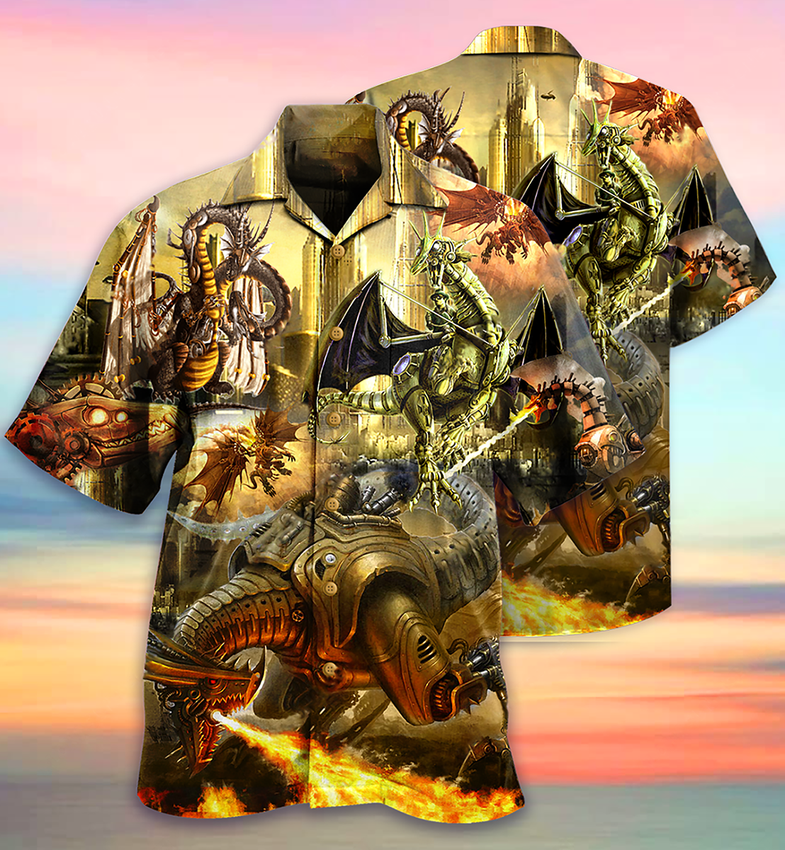 Dragon Metal Amazing Hawaiian Shirt Pattern View For Relaxed Warm Weather Outfits