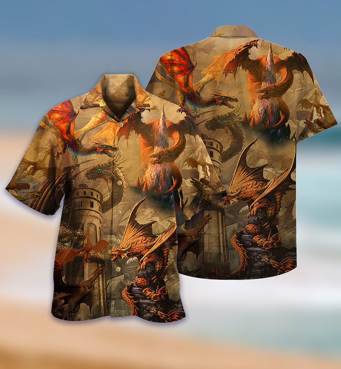 Dragon Castle Romantic Hawaiian Shirt For Vacation Days And Relaxed Coastal Outings