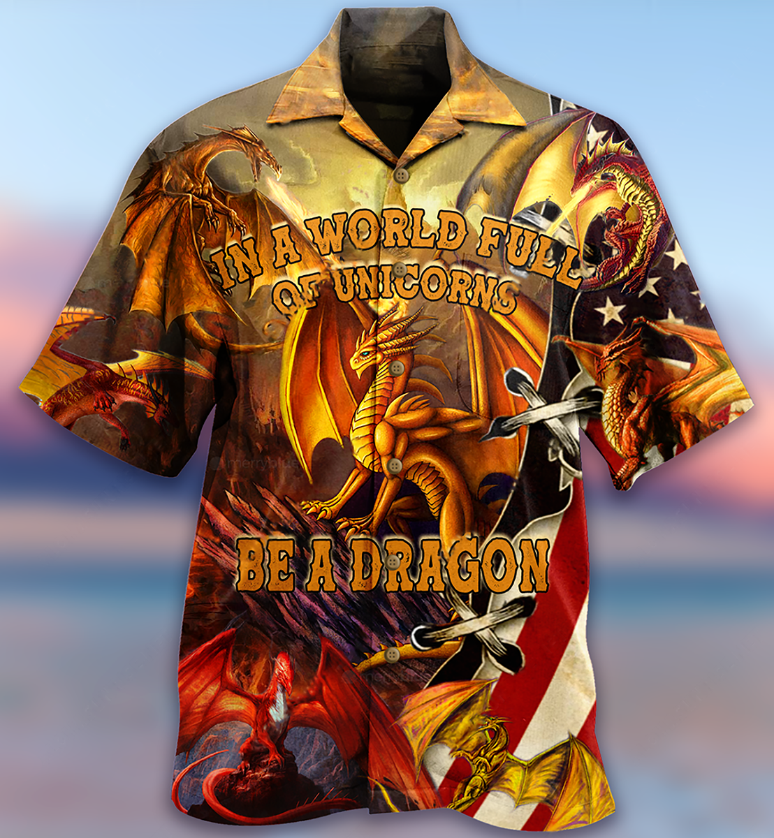 Dragon Full Unicon Hawaiian Shirt Artwork Detail For Resort Trips And Outdoor Activities