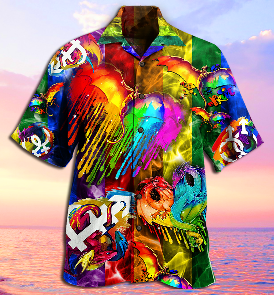 Vintage Dragon Pride Hawaiian Shirt Design View For Casual Summer Styling