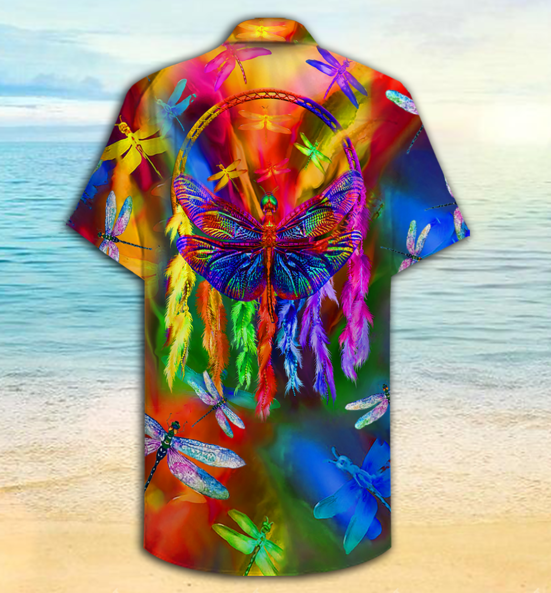Colorful Dragon Dragonfly Hawaiian Shirt Pattern View For Lightweight Everyday Style