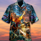 Dragon Fight Nautical Pirate Ship Hawaiian Shirt Pattern View For Relaxed Warm Weather Outfits