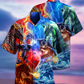 Dragon Wolf Fighting Hawaiian Shirt Pattern Detail For Vacation Travel And Daily Wear