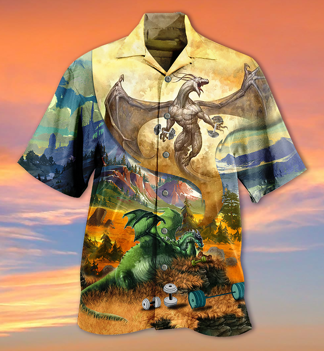 Dragon Gymer Hawaiian Shirt Artwork Detail For Tropical Trips And Casual Outings