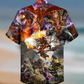 Dragon Combat Amazing Hawaiian Shirt Artwork View For Coastal Escapes And Resort Style