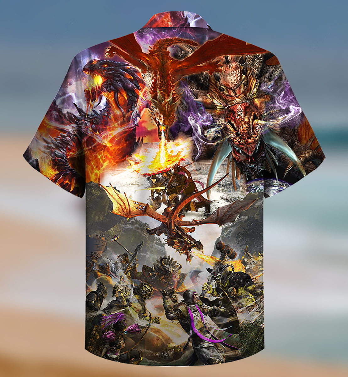 Dragon Combat Amazing Hawaiian Shirt Artwork View For Coastal Escapes And Resort Style