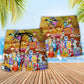 Cat Aerobics Instructor Fun Beach Shorts Print Detail For Relaxed Warm Weather Outfits