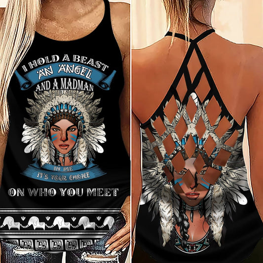 Native American Girl Angel Hollow Tank Top For Yoga Workouts And Casual Wear