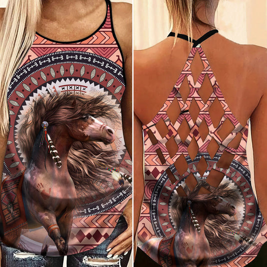 Native American Girl Horse Hollow Tank Top For Yoga Workouts And Casual Wear