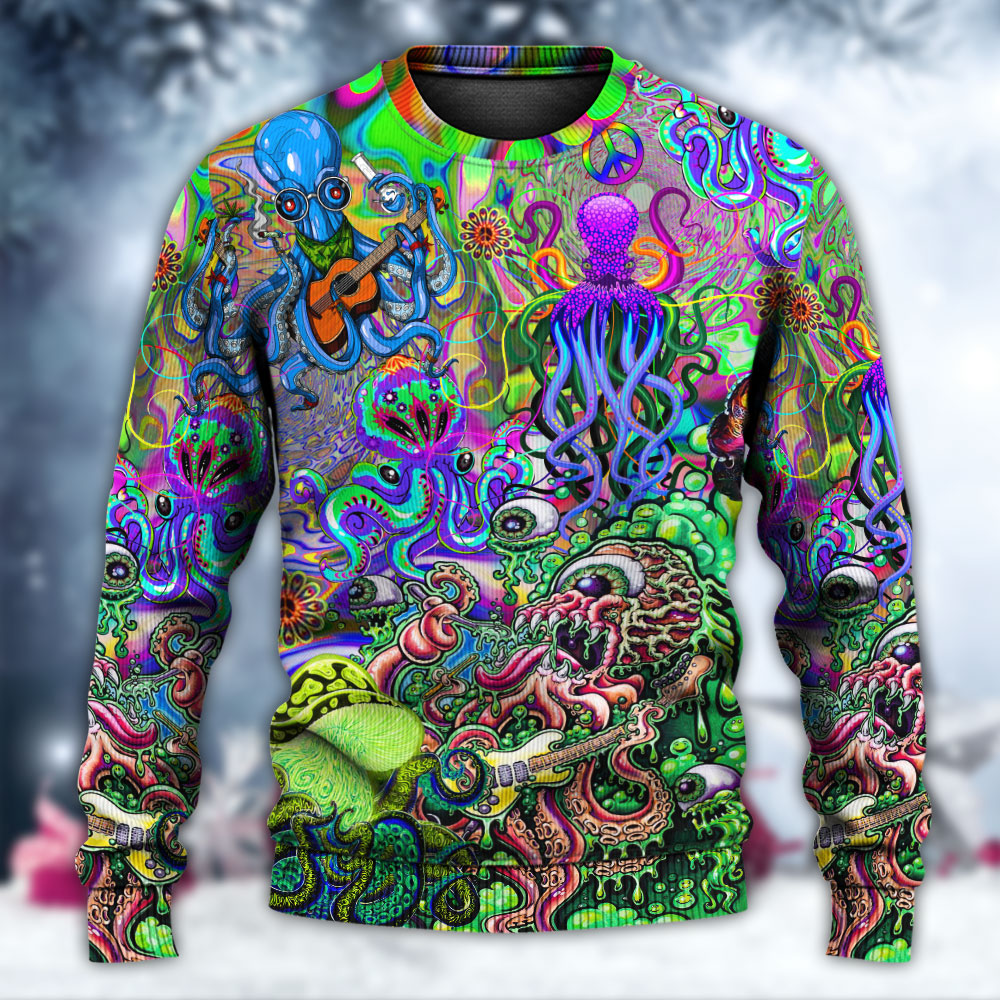Hippie Octopus Music Ocean Sweater For Boho Festivals Weekend Trips And Relaxed Casual Styling