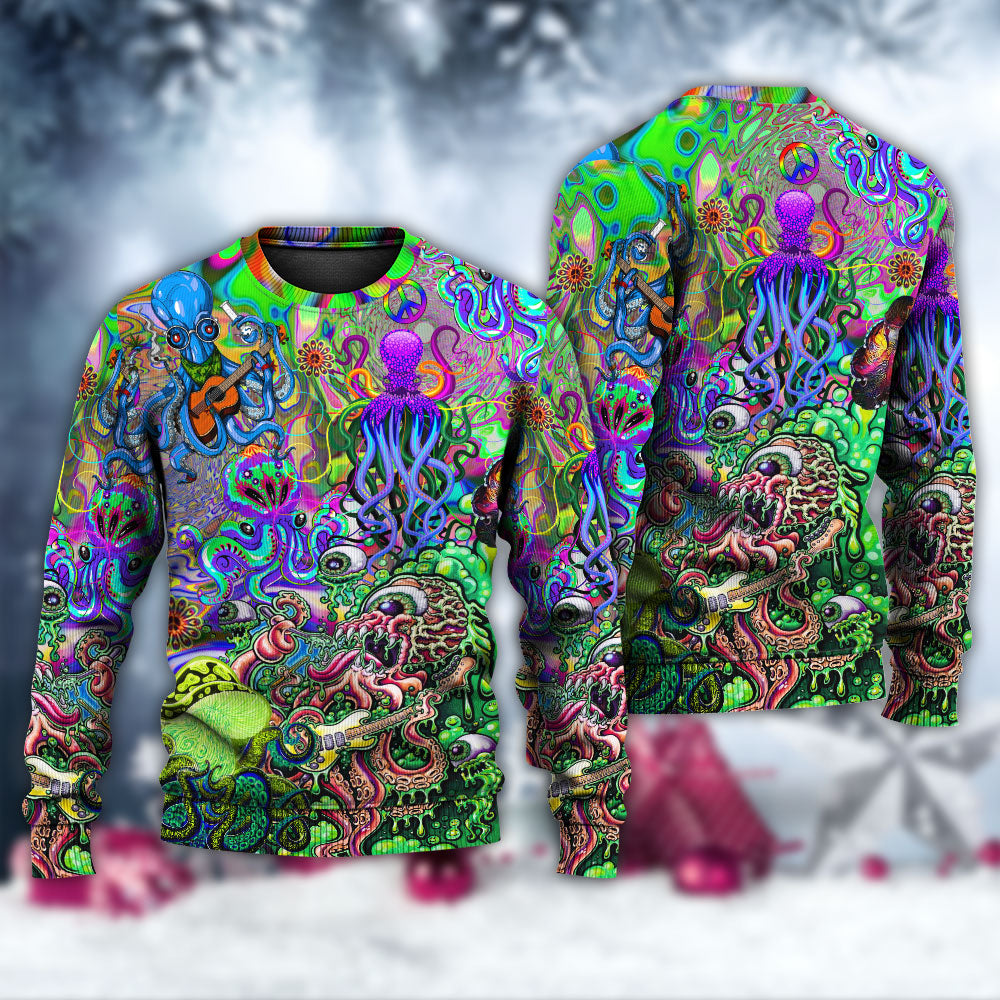 Hippie Octopus Music Ocean Sweater For Boho Festivals Weekend Trips And Relaxed Casual Styling