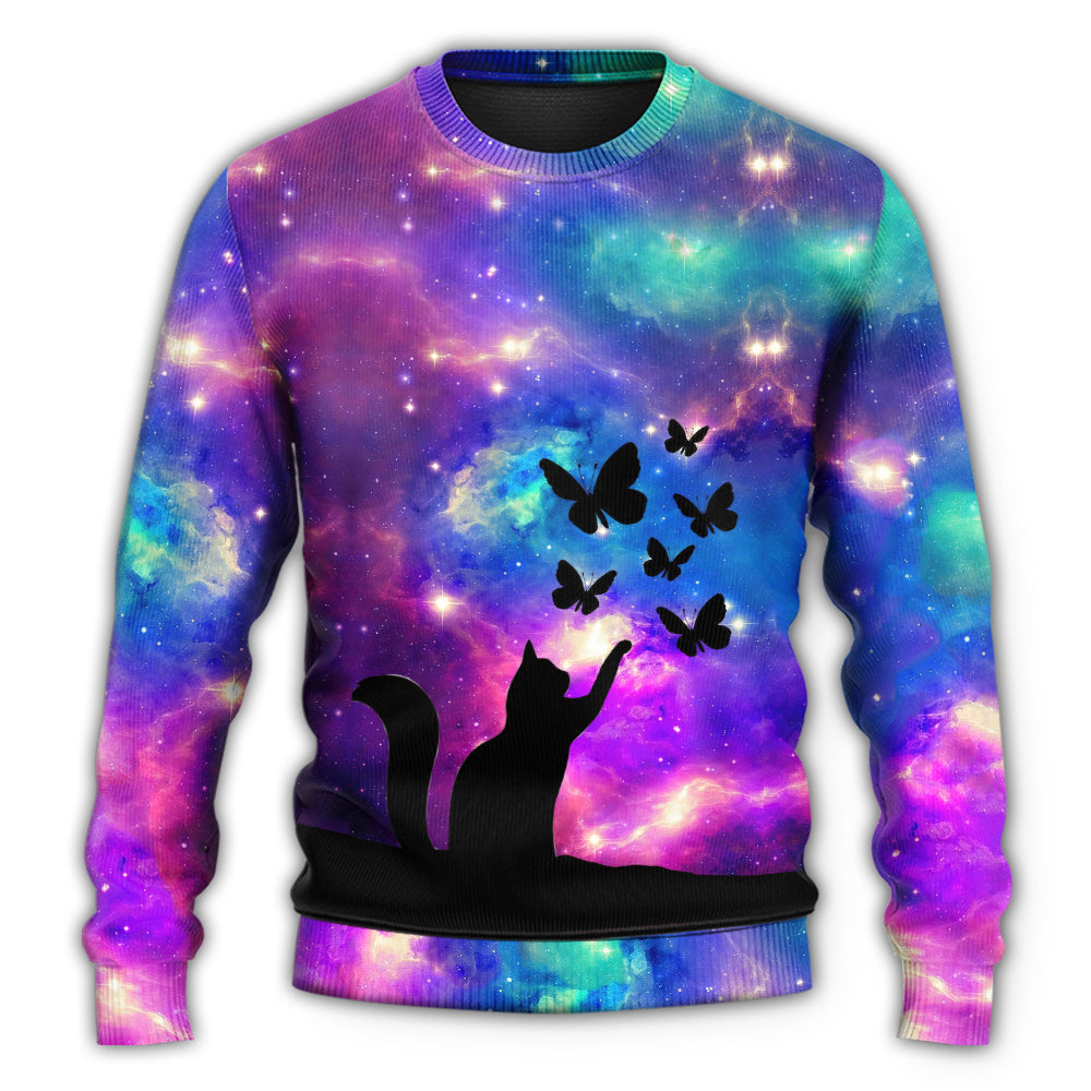Cat And Butterfly Sweater For Animal Lovers Casual Wear Holidays And Thoughtful Gifting