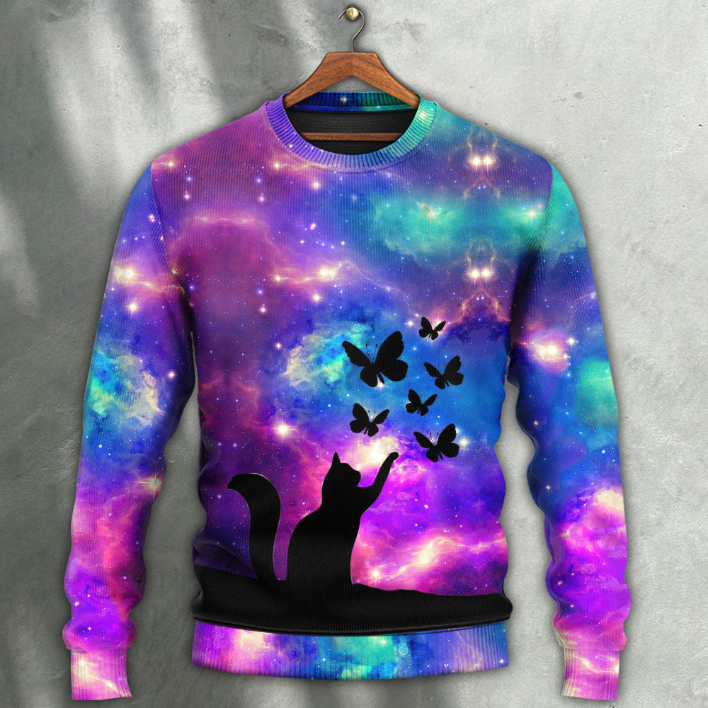 Cat And Butterfly Sweater For Animal Lovers Casual Wear Holidays And Thoughtful Gifting