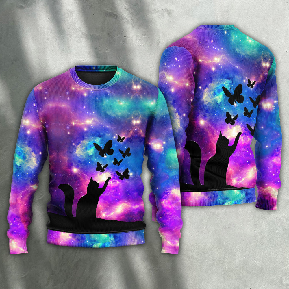 Cat And Butterfly Sweater For Animal Lovers Casual Wear Holidays And Thoughtful Gifting