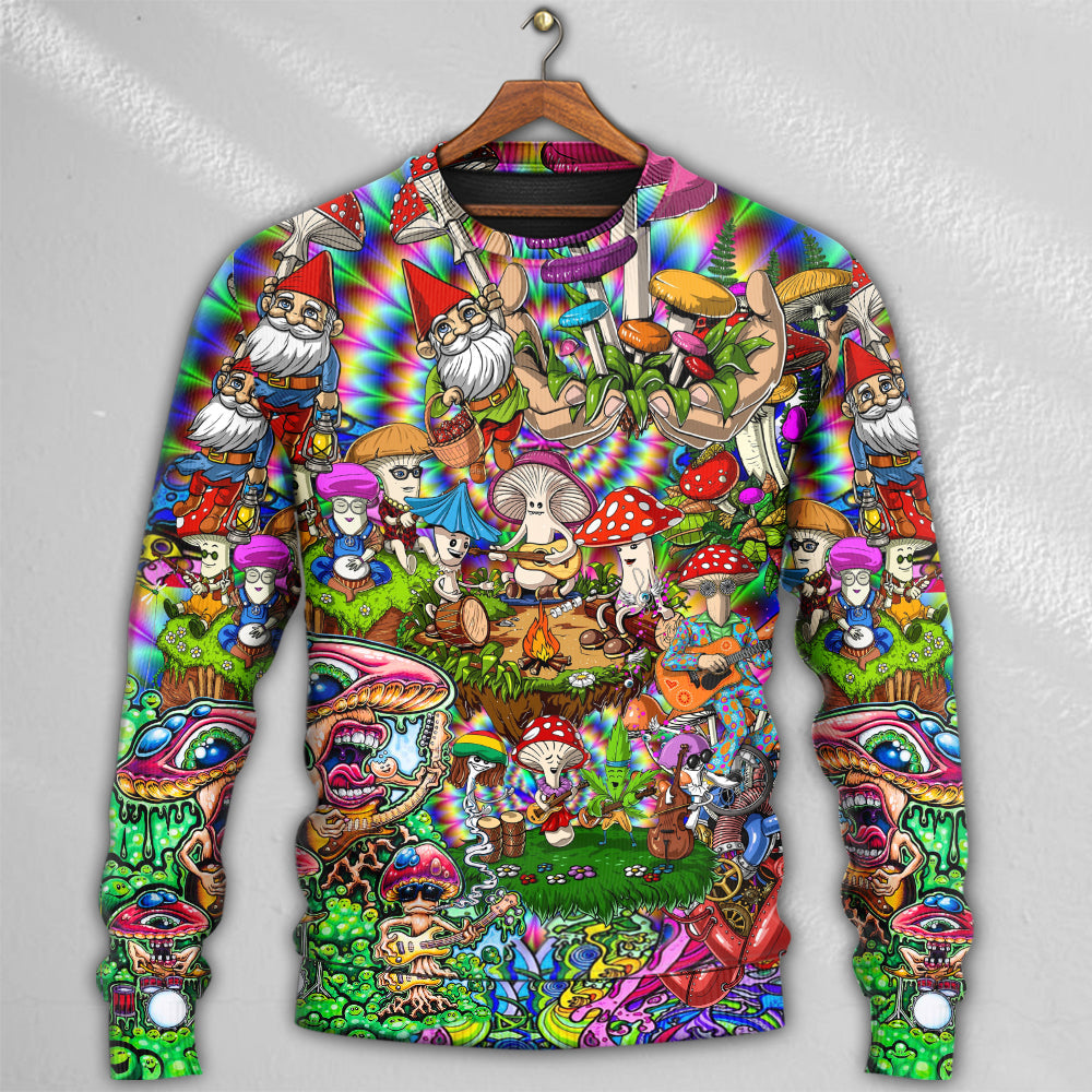 Hippie Mushroom Music Sweater For Festival Adventures Vacations And Relaxed Daily Styling