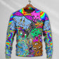 Hippie Cat Abstract Mind Sweater For Free Spirited Outfits Holidays And Everyday Comfort