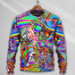 Hippie Horse Free Spirit Run Sweater For Psychedelic Art Fans Outdoor Events And Distinctive Gifts