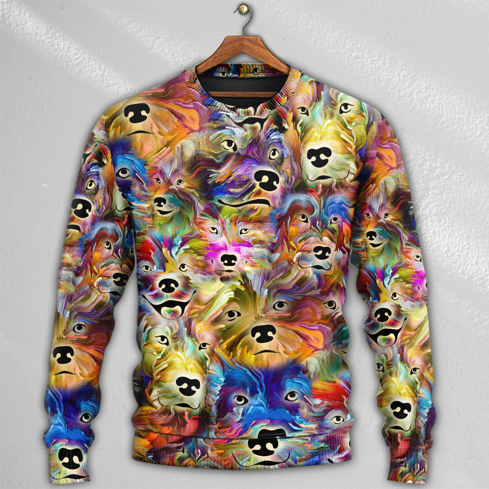 Dog Memory Painting Sweater For Outdoor Activities Weekend Trips And Relaxed Everyday Outfits
